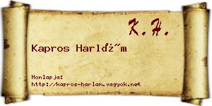 Kapros Harlám névjegykártya